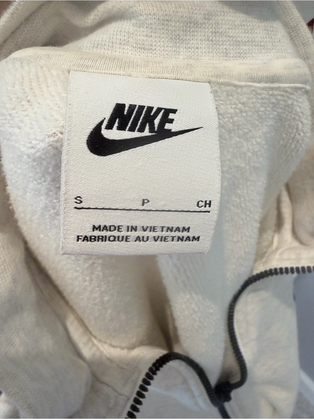 Nike Cream Half-Zip Cropped Pullover Fleece with Black Logo - Picture 3 of 7